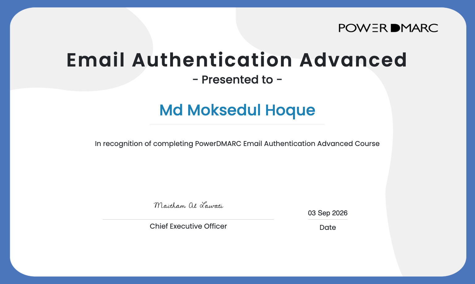 Certified Email Authentication Expert certificate